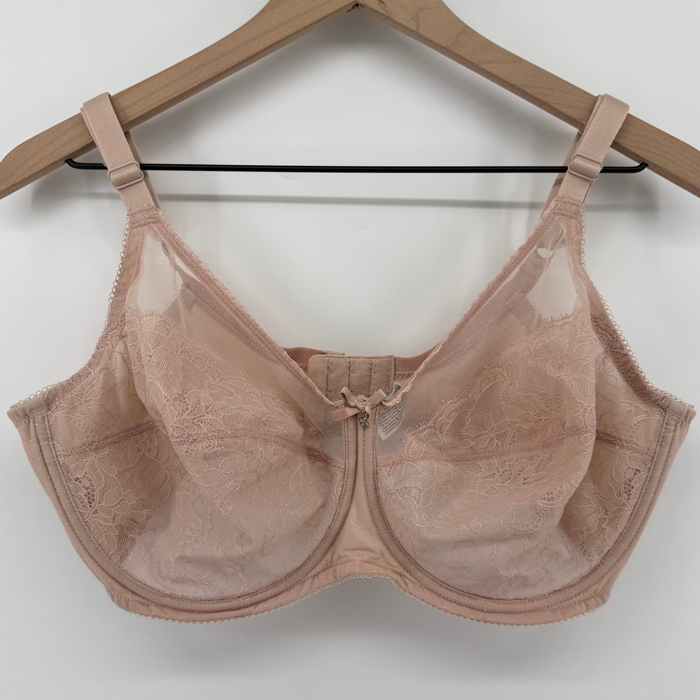Wacoal Retro Chic Full Figure Underwire Bra 855186 Rose Dust 40DD Chantilly Lace